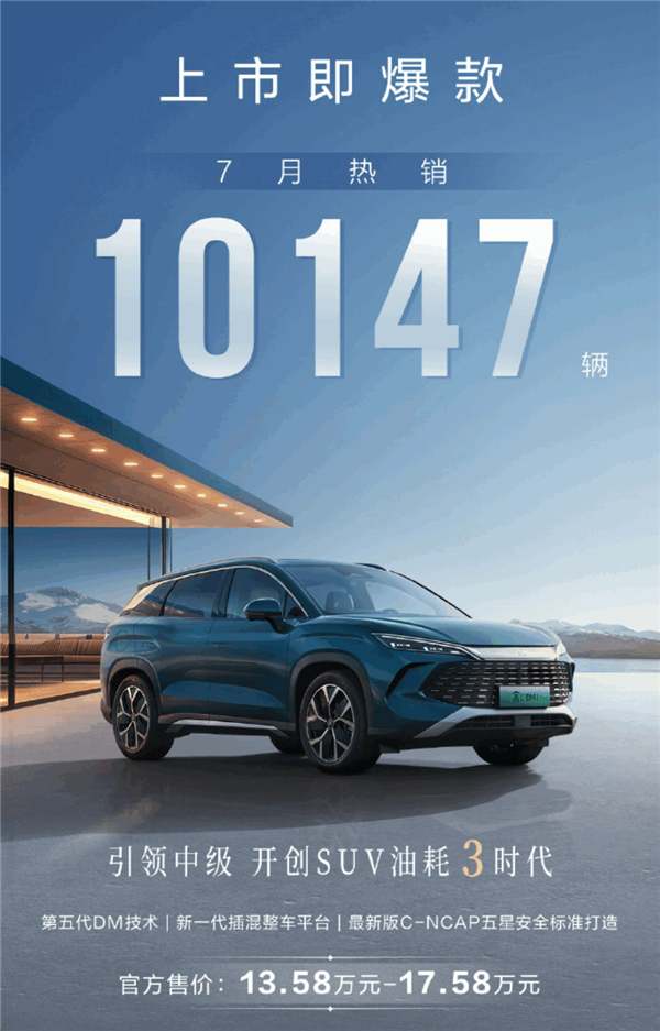 比亞迪最強混動殺瘋！宋L DM-i上市僅一周 銷量破萬